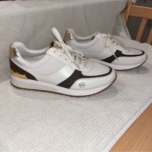 Women's Off White and Gold Michael Kors Sneakers